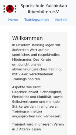 Vorschau der mobilen Webseite www.karate-ibbenbueren.de, Sportschule Yuishinkan Ibbenbüren e.V.