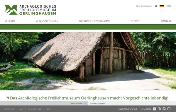 Vorschau von www.afm-oerlinghausen.de, Archäologisches Freilichtmuseum Oerlinghausen