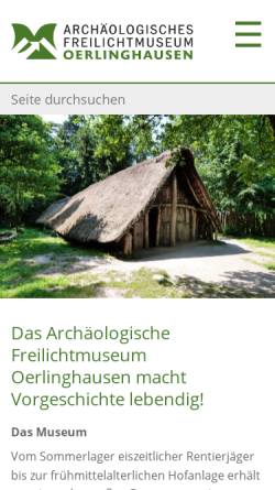 Vorschau der mobilen Webseite www.afm-oerlinghausen.de, Archäologisches Freilichtmuseum Oerlinghausen