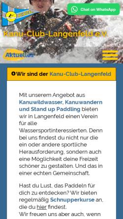 Vorschau der mobilen Webseite www.kanu-club-langenfeld.de, Kanu Club Langenfeld