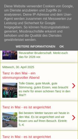 Vorschau der mobilen Webseite www.reusratherschuetzen.de, St. Sebastianus Schützenbruderschaft Reusrath 1468 e.V.