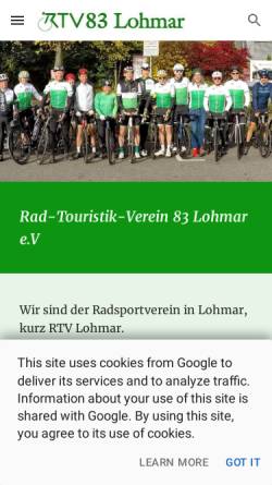 Vorschau der mobilen Webseite www.rtvlohmar.de, Rad-Touristik-Verein 83 Lohmar e.V.
