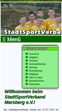 Vorschau der mobilen Webseite www.stadtsportverband-marsberg.de, Stadtsportverband Marsberg e.V.