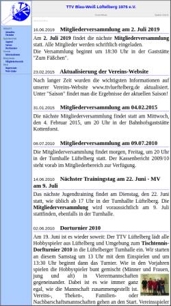 Vorschau der mobilen Webseite www.ttvlueftelberg.de, TTV Blau-Weiß Lüftelberg 1976 e.V.