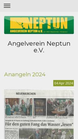 Vorschau der mobilen Webseite www.angelverein-neptun.de, Angelverein Neptun e.V.