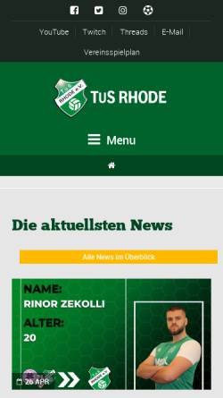 Vorschau der mobilen Webseite www.tusrhode.de, TuS Rhode e.V.