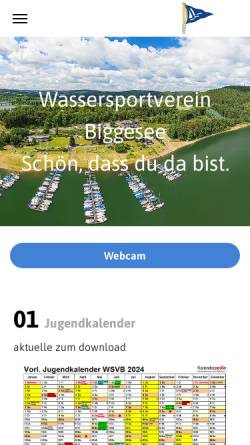 Vorschau der mobilen Webseite www.wsvb-olpe.de, Wassersportverein Biggesee e.V.