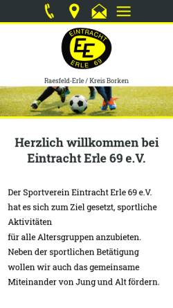 Vorschau der mobilen Webseite www.eintracht-erle.de, Sportverein Eintracht Erle 69 e.V.
