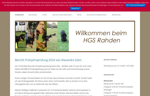 Vorschau von www.hgs-rahden.de, Hovawart-Gebrauchshunde-Sportverein Minden-Ravensberg e.V.