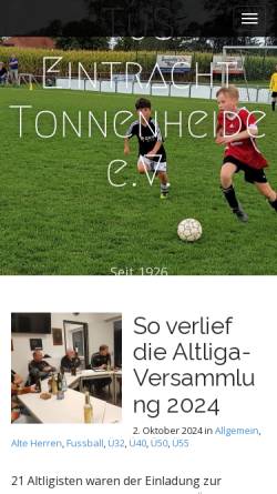 Vorschau der mobilen Webseite www.eintracht-tonnenheide.de, TuS Eintracht Tonnenheide e.V.