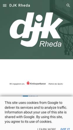 Vorschau der mobilen Webseite www.djkrheda.de, DJK Grün Weiß Rheda e.V.