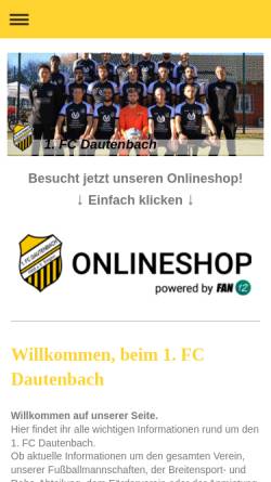 Vorschau der mobilen Webseite www.fcdautenbach.de, 1. FC Dautenbach 1958 Siegen e.V.