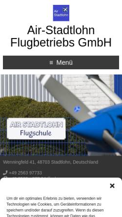 Vorschau der mobilen Webseite www.air-stadtlohn.de, Air Stadtlohn Flugbetriebs GmbH