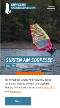 Vorschau der mobilen Webseite www.surfclub-hachen.de, Surfclub Hachen-Sorpesee e.V