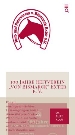 Vorschau der mobilen Webseite www.rv-exter.de, Reit- und Fahrverein von Bismarck Exter e.V.