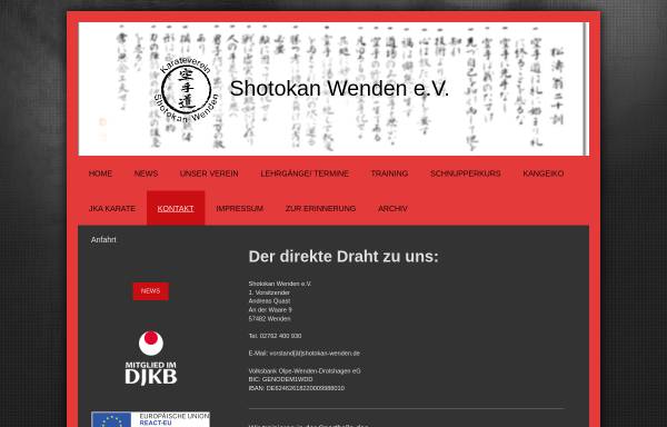 Vorschau von www.shotokan-wenden.de, Karateverein Shotokan Wenden e.V.