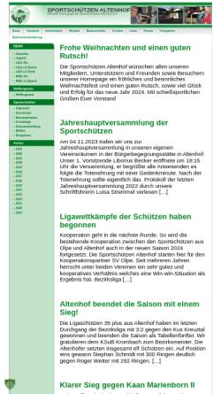 Vorschau der mobilen Webseite www.sportschuetzen-altenhof.de, Sportschützen St. Hubertus Altenhof e.V.