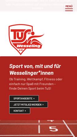 Vorschau der mobilen Webseite www.tus-wesseling.de, Turn- und Sportverein Wesseling e.V.