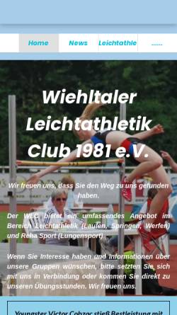 Vorschau der mobilen Webseite www.wiehltalerlc.de, Wiehltaler Leichtathletik Club 1981 e.V.