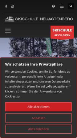 Vorschau der mobilen Webseite www.skischule-hochsauerland.de, Skischule Hochsauerland Neuastenberg