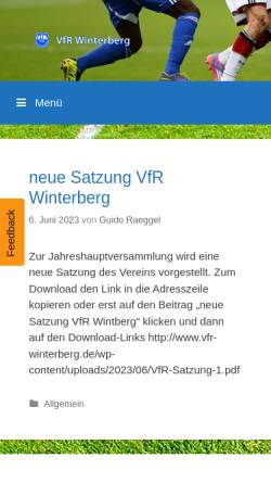 Vorschau der mobilen Webseite www.vfr-winterberg.de, V.f.R. 1921 e.V. Winterberg
