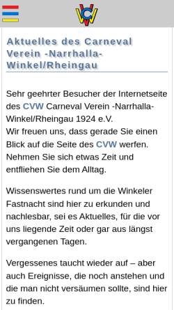 Vorschau der mobilen Webseite www.cvw-winkel.de, Carmeval Verein Narrhalla Winkel 1924 e.V.