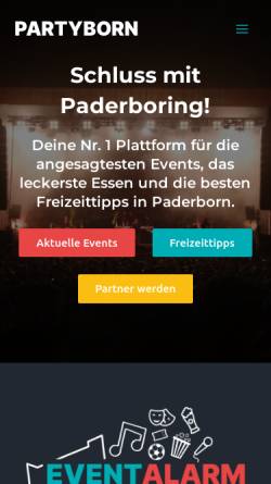 Vorschau der mobilen Webseite www.partyborn.de, Partyborn