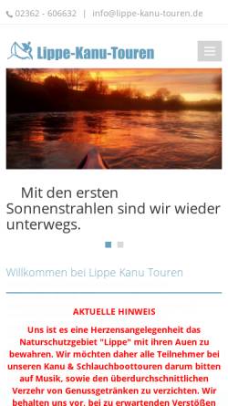 Vorschau der mobilen Webseite www.lippe-kanu-touren.de, Lippe-Kanu-Touren