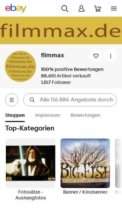 Vorschau der mobilen Webseite stores.ebay.de, Firma Film und Werbung, Martin Temme