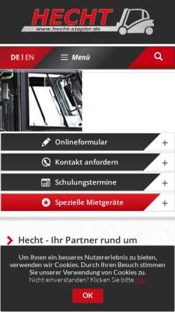 Vorschau der mobilen Webseite hecht-stapler.de, Hecht Fördertechnik GmbH