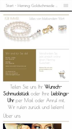 Vorschau der mobilen Webseite www.heming.de, Heming Goldschmiede und Juwelier