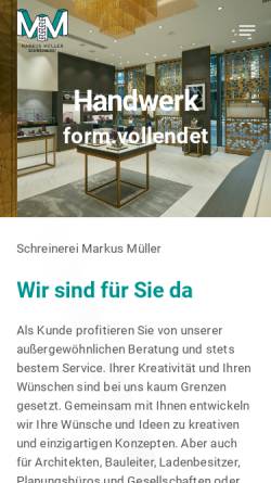 Vorschau der mobilen Webseite www.mm-schreiner.de, Markus Müller Schreinerei