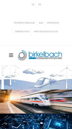 Vorschau der mobilen Webseite www.birkelbachfilm.de, Birkelbach Kondensatortechnik GmbH