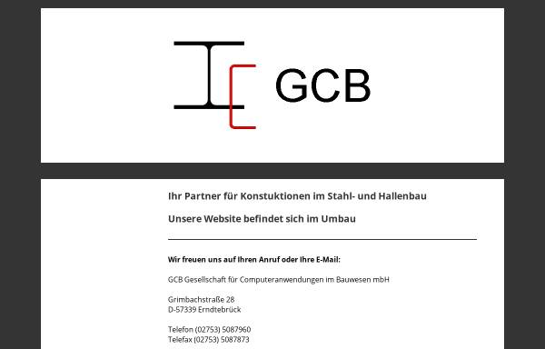 Vorschau von www.gcb-steel.de, Gesellschaft für Computeranwendungen im Bauwesen mbH