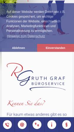 Vorschau der mobilen Webseite www.ruth-graf.de, Ruth Graf, Büroservice