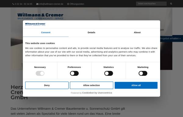 Vorschau von www.hsw-willmann.de, Haus- und Sonnenschutztechnik Willmann