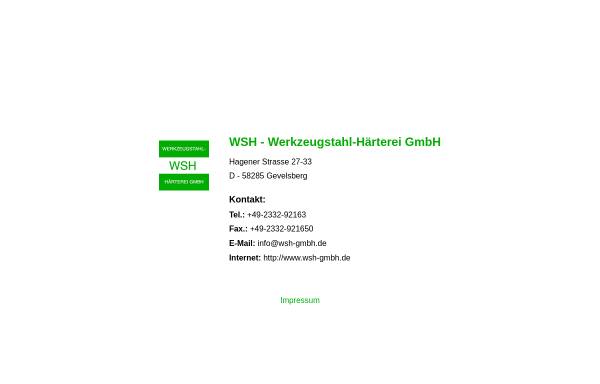 Vorschau von www.wsh-gmbh.de, WSH Werkzeugstahl-Härterei GmbH