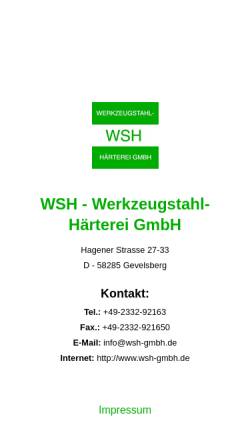Vorschau der mobilen Webseite www.wsh-gmbh.de, WSH Werkzeugstahl-Härterei GmbH
