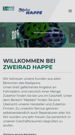 Vorschau der mobilen Webseite www.zweirad-happe.de, Zweirad Happe, Inhaber Peter Happe