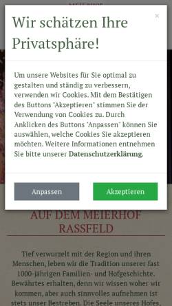 Vorschau der mobilen Webseite www.meierhof.de, Meierhof Rassfeld Landspezialitäten GmbH & Co. KG