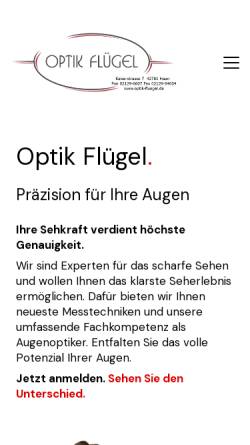 Vorschau der mobilen Webseite www.optik-fluegel.de, Optik Flügel
