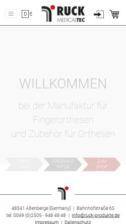 Vorschau der mobilen Webseite www.ruck-produkte.de, Fa. Ruck Feinmechanische Medizinprodukte