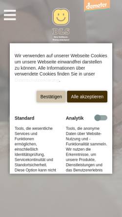 Vorschau der mobilen Webseite www.ihredls.de, DLS Ihre Vollkorn-Mühlenbäckerei