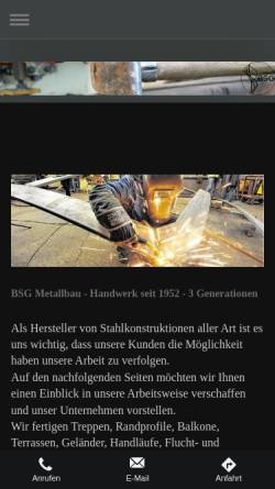 Vorschau der mobilen Webseite www.bsg-treppen.de, BSG Metallbau GmbH