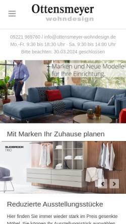 Vorschau der mobilen Webseite www.ottensmeyer-wohndesign.de, Ottensmeyer-Wohndesign - das Einrichtungshaus für modernes Wohndesign
