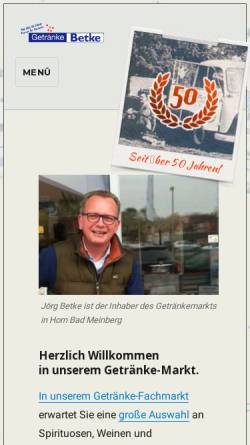 Vorschau der mobilen Webseite getraenke-betke.de, Getränke Betke GmbH & Co. KG