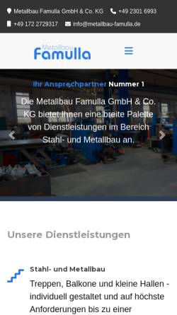 Vorschau der mobilen Webseite www.metallbau-famulla.de, Metallbau Herbert Famulla&Sohn