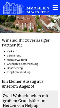Vorschau der mobilen Webseite www.immobilien-im-westtor.de, Immobilien im Westtor Mölling & Kampeter