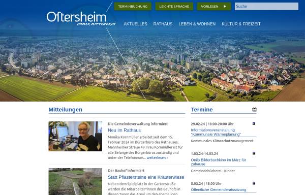 Vorschau von www.oftersheim.de, Gemeinde Oftersheim