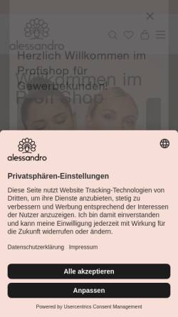 Vorschau der mobilen Webseite www.alessandro.de, alessandro